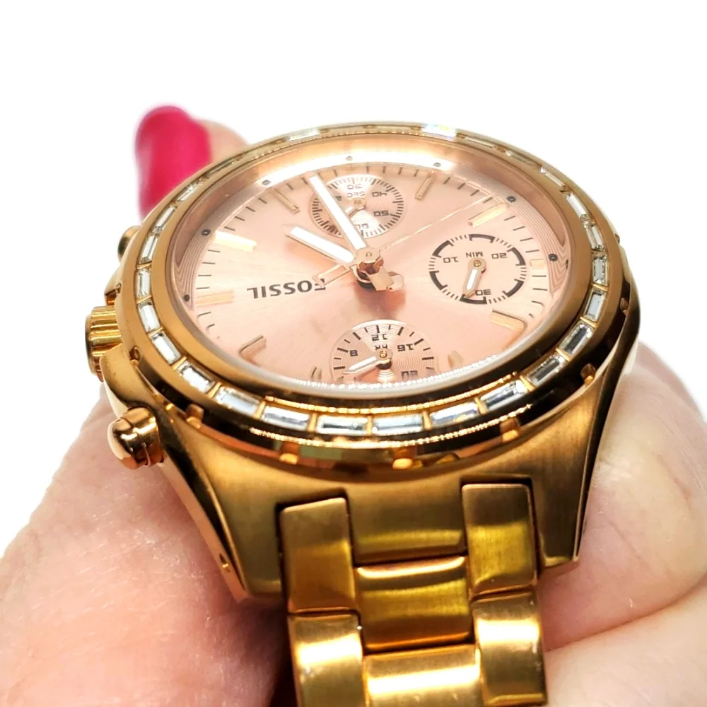 Fossil Watch CH2826 Rose Gold Steel Wristband Multifunction 10 ATM EUC